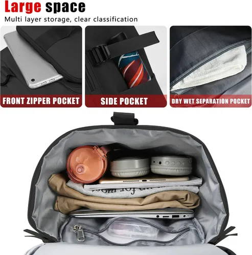 Miniatura 4 de MIYCOO Bolsa de gimnasio bolsa de deporte intercambiable a mochila de viaje para hombres y mujeres con compartimento para zapatos bolsillo húmedo
