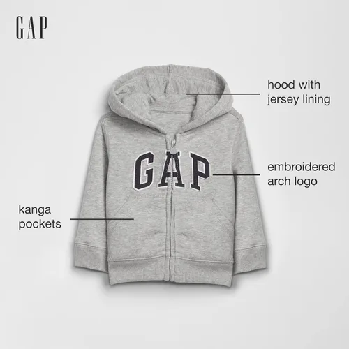 Miniatura 2 de GAP Sudadera con capucha y cremallera completa con logotipo de Playtime Favorites para bebé