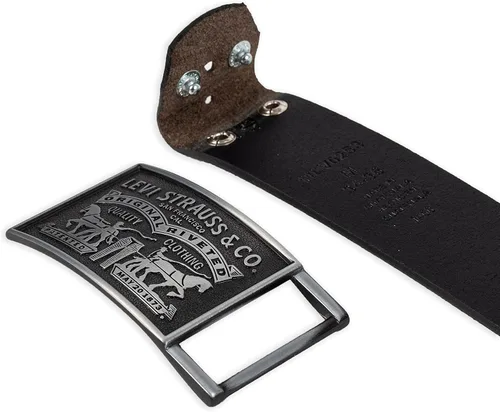 Miniatura 5 de Levis Cinturón de cuero para hombre con hebilla de placa Negro