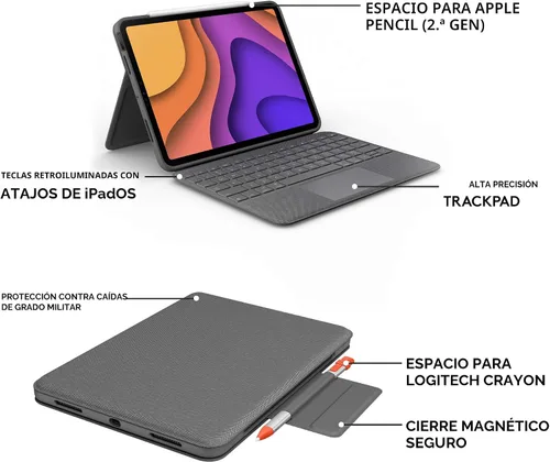 Miniatura 7 de Logitech Folio Touch - Funda con teclado táctil y conector inteligente para iPad Air de 11 pulgadas (M2 y M3), iPad Air (4ª y 5ª generación)