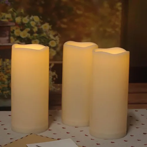 Miniatura 6 de Velas impermeables para exteriores, funcionan con pilas, 3 x 7 pulgadas, sin llama, con temporizador, luces LED eléctricas de plástico parpadeantes