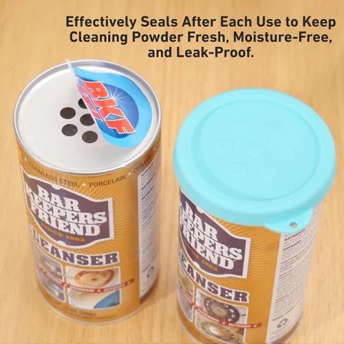 Miniatura 4 de Paquete de 2 tapas de silicona para limpiador en polvo, compatibles con Bar Keepers Friend, Comet, limpiador en polvo Ajax (12 oz y 21 oz)