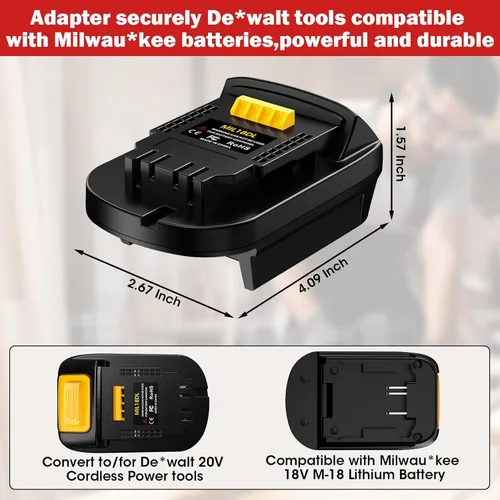 Miniatura 7 de MIL18DL para Milwaukee a adaptador de batería Dewalt, conversión para batería Milwaukee M18 de 18 V a para herramientas eléctricas Dewalt 20 V