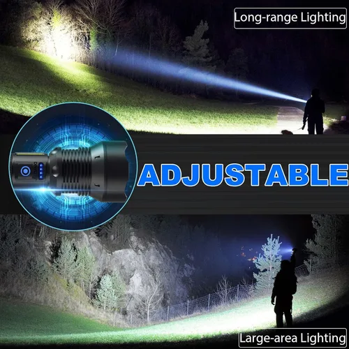 Miniatura 8 de Cinlinso Linternas Recargables de Alto Lúmenes, 99,000 Lúmenes Linterna LED Súper Brillante, Linterna con 7 Modos, IPX6 Impermeable, Linterna
