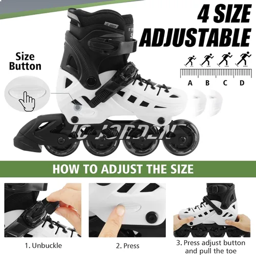 Miniatura 5 de Patines en línea para niños y niñas, 4 tamaños ajustables con ruedas en línea y ruedas completamente iluminadas para mujeres y hombres, carcasa