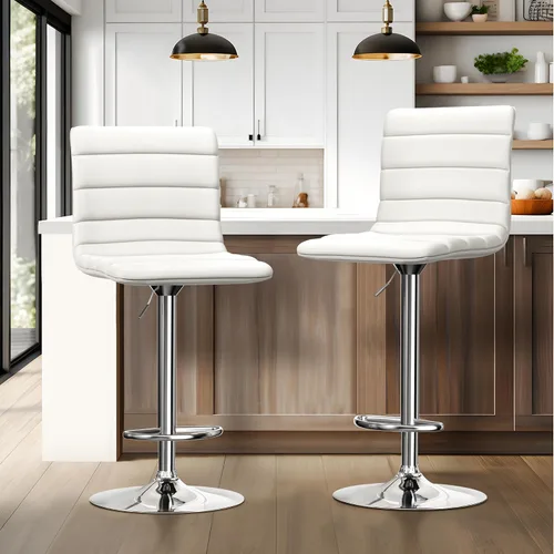 Miniatura 15 de NicBex Taburetes de bar giratorios modernos de piel sintética ajustables, taburetes de bar para isla de cocina, juego de 2, (color gris)