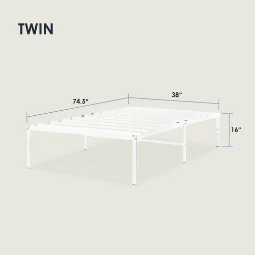 Miniatura 2 de Best Price Mattress - Base de cama metálica de 16 pulgadas, con listones de acero de alta resistencia, color blanco, tamaño individual