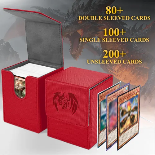 Miniatura 2 de Caja para barajas de cartas UAONO para cartas Yugioh MTG, caja de cubierta de 100+ con 2 divisores compatible con TCG CCG, caja de almacenamiento