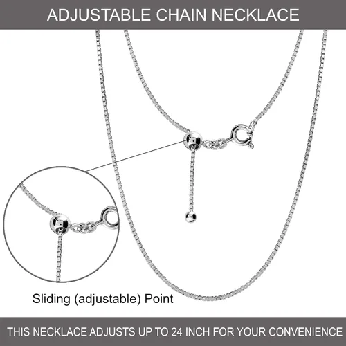 Miniatura 2 de LeCalla Collar de cadena ajustable de plata de ley 925, collar de cadena bolo deslizante para mujer, 24 pulgadas