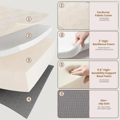 Miniatura 6 de Sofá modular seccional, sofá deshuesado en forma de L de 108 pulgadas con asiento profundo, sofá nube de pana para sala de estar, dormitorio,