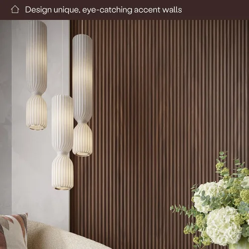 Miniatura 3 de WVH Tambour - Paneles de pared con efecto de madera estriada en zigzag laminado de nogal Paneles de pared 3D para decoración de interiores Nuez