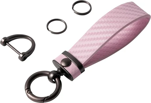 Miniatura 8 de Llavero de Coche Estilo Fibra de Carbono de Cuero de Microfibra, Cadena de Llaves Universal para Llaveros para Hombres y Mujeres, Giratorio 360 Negro