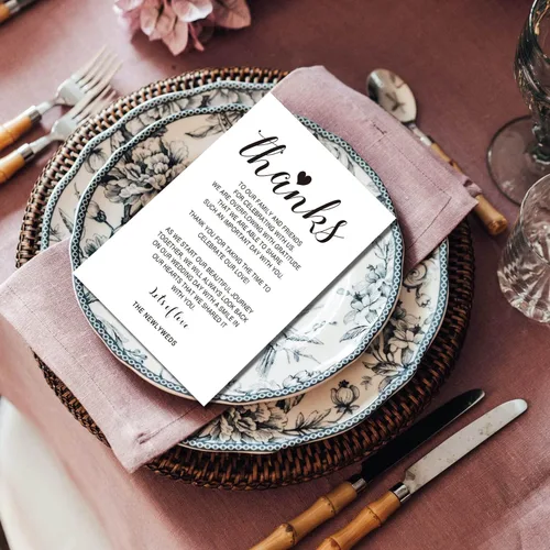 Miniatura 2 de Tarjetas de agradecimiento para recepción de boda, 50 tarjetas de letrero de mesa para cena de ensayo, 4 x 6 pulgadas