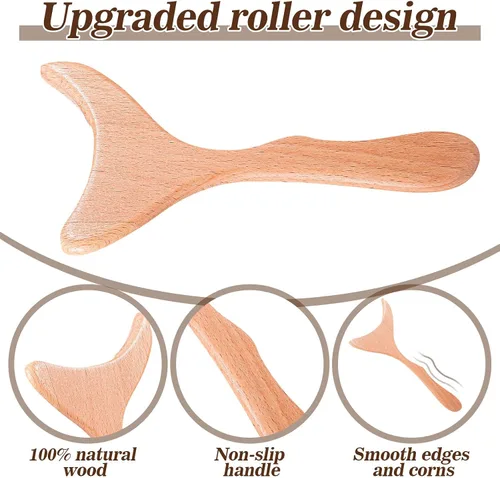 Miniatura 6 de Herramientas de masaje de terapia de madera 7 pulgadas de drenaje linfático de madera masajeador removedor de celulitis herramienta de escultura