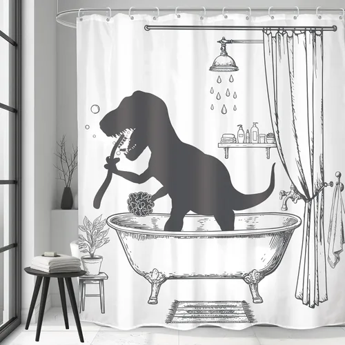 Miniatura 25 de Juego de cortinas de ducha divertidas con diseño de calavera y esqueleto de Halloween para baño, 60 pulgadas de ancho x 71 pulgadas de alto