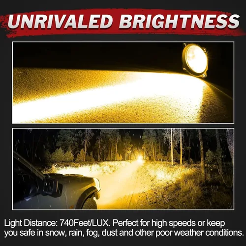 Miniatura 3 de Luces LED redondas de 3 pulgadas de 50 W, luces de conducción de motocicleta ámbar, luces LED ámbar, luces antiniebla redondas, 2