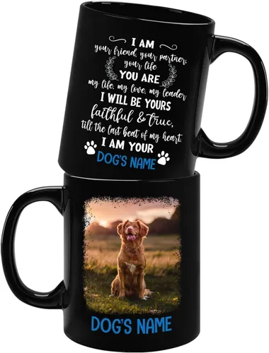 Miniatura 9 de Tazas de café personalizadas, regalo para cumpleaños de amantes de los perros, taza de cerámica de 11 onzas y 15 onzas, taza de café negra