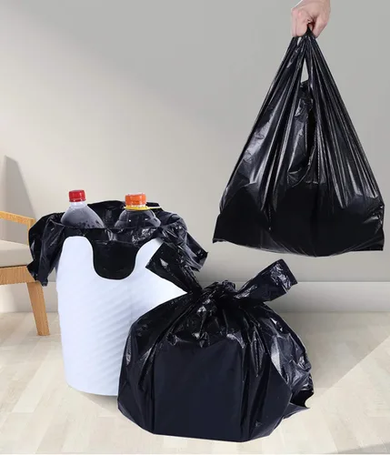 Miniatura 6 de YYaaloa 100 bolsas de basura negras con asas – Bolsas de basura de plástico supergruesas de 1.8 mil de 14 x 22 pulgadas para oficina, picnic