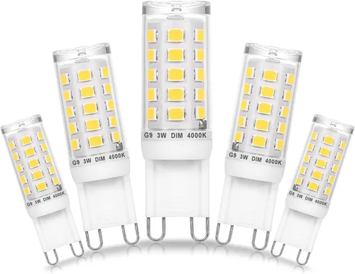 Miniatura 10 de Ziomitus Bombillas LED G9 regulables que reemplazan 30 W, 25 W, 20 W, halógeno, G9, 3 W, 2700 K, blanco cálido, LED T3 T4 transparente, AC120V