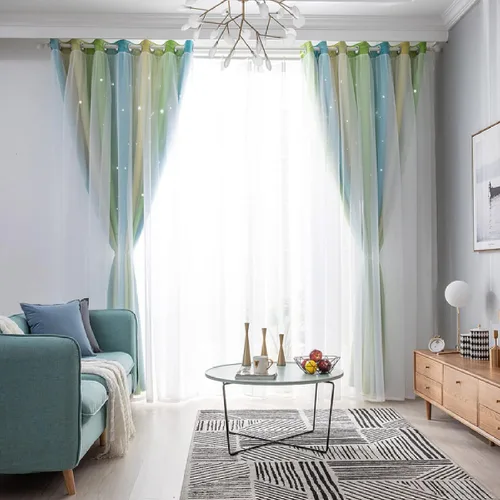 Miniatura 4 de Cortinas de tela con estrellas brillantes para niños, cortinas de princesa para sala de estar, cortinas opacas para ventana, cortina opaca