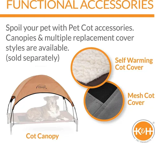 Miniatura 6 de K&H PET PRODUCTS - Cuna elevada para mascotas con centro de malla, varios tamaños Malla de camuflaje/negro