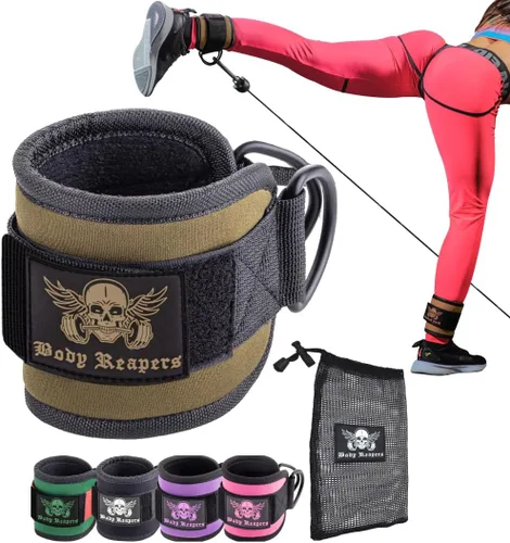 Accesorio de cable de tobillo para gimnasio con correa ajustable, anillos en D dobles duraderos y diseño acolchado para ejercicios de glúteos,