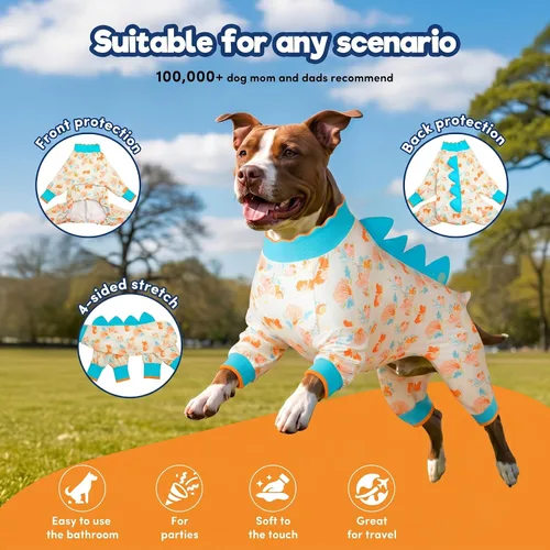 Miniatura 3 de LovinPet Pijama para perros grandes, pijama para perros grandes, camisa antilamida, ligera, estampado de melocotón coral, camisa de protección UV
