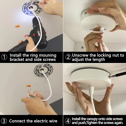 Miniatura 8 de OKELI Luz Colgante, Luminaria de Luces Colgantes Negras Modernas, Iluminación Colgante LED Única de 3-CCT para Isla de Cocina, 20W