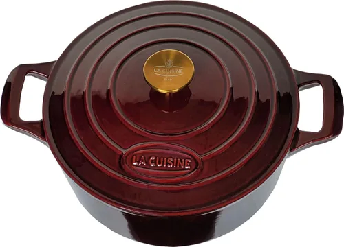 Miniatura 8 de La Cuisine - Cacerola ovalada de hierro fundido esmaltado Dutch Oven con tapa, 5 cuartos de galón, esmalte interno negro mate para hornear pan
