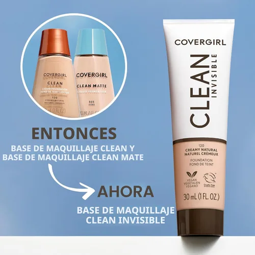 Miniatura 9 de COVERGIRL Maquillaje de base invisible limpio, acabado natural rocío y brillante, cobertura para construir, aspecto suave como la piel, vegano