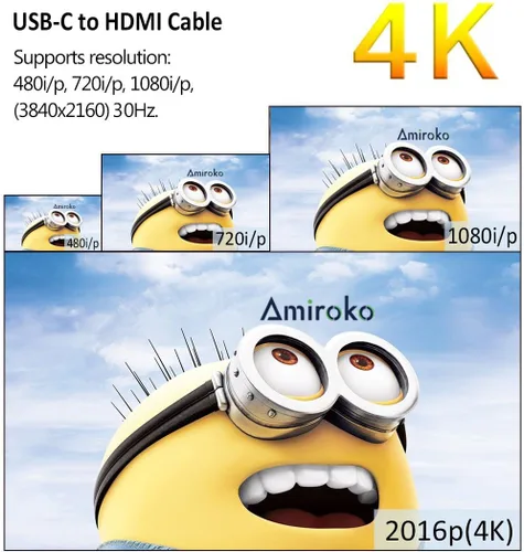 Miniatura 7 de Cable USB C a HDMI de 6 pies, USB 3.1 tipo C (compatible con Thunderbolt 3) a HDMI 4K cable para MacBook Pro 2016, MacBook de 12 pulgadas