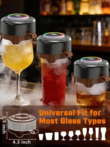 Miniatura 7 de Kit de ahumador eléctrico de whisky con control de humo ajustable (0–60s), kit de ahumador de cóctel con 6 virutas de madera, no necesita butano