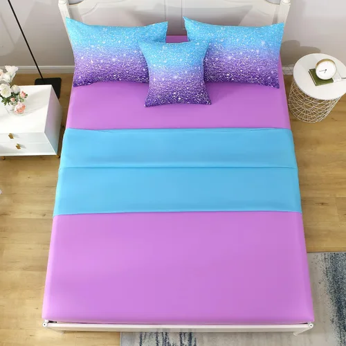 Miniatura 7 de Juego de ropa de cama de 6 piezas con purpurina y sábanas para adolescentes, niñas y niños, cama temática de purpurina con gradiente