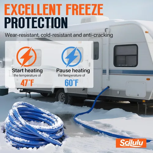 Miniatura 6 de Manguera de agua calefaccionada de 50 pies para RV, protección contra congelación hasta -45 °F, sin plomo y sin BPA, agua potable segura