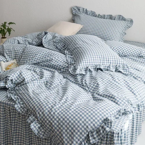 Miniatura 23 de MKXI Juego de ropa de cama con diseño de corbata de moño linda y rayas de flores rosas, tamaño individual, de algodón - Funda de edredón