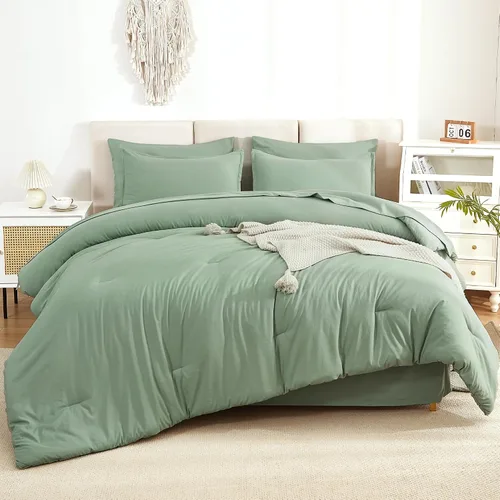 Miniatura 23 de Litanika Cama en una Bolsa King Beige - Juego de Ropa de Cama de 7 Piezas Tamaño King, Juego de Edredón de Cama, Juego de Edredón con Edredón, 02