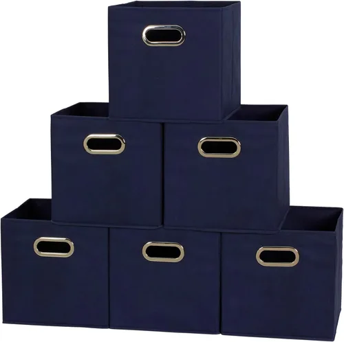 Miniatura 21 de Household Essentials Cubos de Almacenamiento de Tela Plegables Paquete de 6 – 11x11x11 Contenedores No Tejidos Apilables con Lados de Cartón