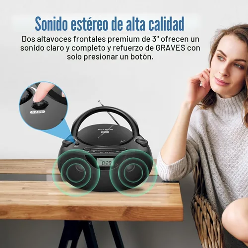 Miniatura 3 de Nextron Boombox de CD portátil con Bluetooth, USB, radio y refuerzo de graves - negro