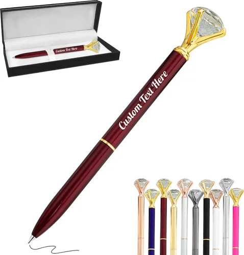 Miniatura 91 de Aolun 10 bolígrafos de diamantes con cristal personalizados a granel, bolígrafo de metal personalizado con nombre grabado, regalos de texto