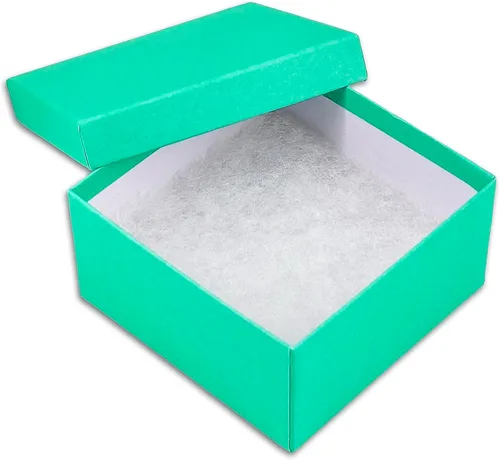 Miniatura 16 de TheDisplayGuys - Paquete de 100 cajas de cartón rellenas de algodón #33 para joyería, color verde azulado (3.5 x 3.5 x 1.0 pulgadas), para envío