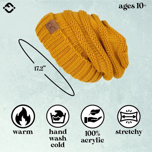 Miniatura 364 de Funky Junque Gorro de moda de punto trenzado de talla extragrande, grueso, abrigado, suave y holgado