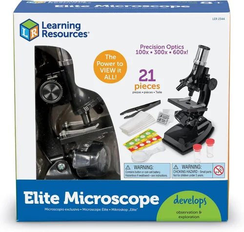 Miniatura 4 de Learning Resources Microscopio Elite - Microscopio para niños, juguetes científicos para niños, 21 piezas