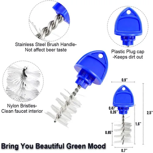 Miniatura 2 de MRbrew Cepillo para grifo de cerveza, paquete de 15 juegos de tapones de grifo de cerveza, cubierta de grifo, kit de limpieza de línea de cerveza