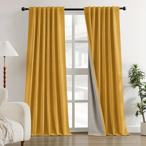 Miniatura 20 de HOMEIDEAS Cortinas Opacas 100% de Chenilla para Dormitorio, Cortinas Rosa Rubor de 63 Pulgadas de Largo, 2 Paneles para Sala de Estar/Guardería