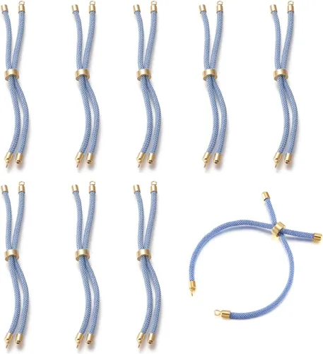 Miniatura 16 de 10 piezas de pulseras de cordón de nylon torcido para hacer joyas ajustables con deslizadores con accesorios de latón dorado para accesorios