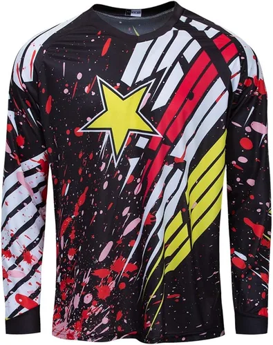 JPOJPO Camiseta de ciclismo para hombre, camiseta de manga larga, para bicicleta de montaña, motocicleta, ropa anti-UV