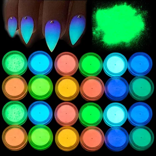 Miniatura 6 de Pigmento de fluorescencia nocturna ultrafino brillo brillo polvo de uñas polvo brilla en la oscuridad polvo luminoso decoración punta belleza