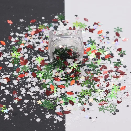 Miniatura 32 de Caja y juego de 12 colores – Árbol de copo de nieve de Navidad Serie de mezclas gruesas con purpurina – Festival Rave Beauty Maquillaje de cara