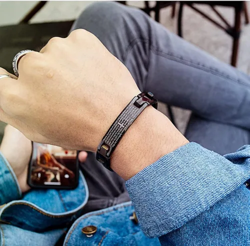 Miniatura 3 de Pulsera de la Biblia de la Santa Biblia para hombres, pulsera de acero inoxidable con cruz de Hip Hop de la Biblia, brazalete de oración