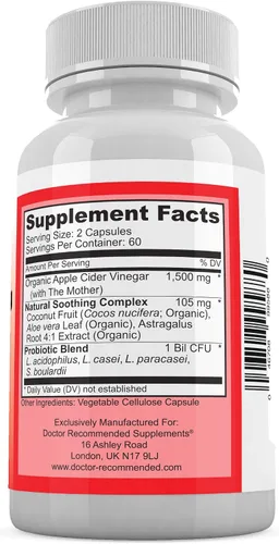 Miniatura 2 de Cápsulas de vinagre de sidra de manzana (120 cápsulas vegetales) Suplemento orgánico ACV con probióticos - 1500 mg por porción - Apoya el bienestar